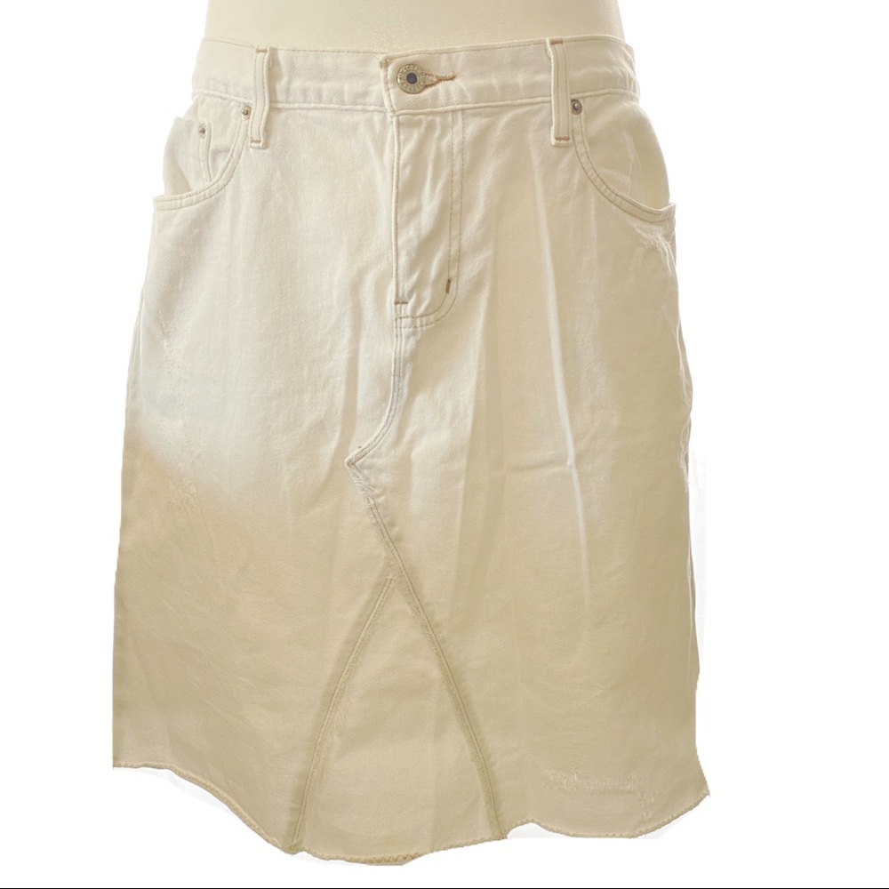 Polo by Ralph Lauren White Distressed Denim Skirt